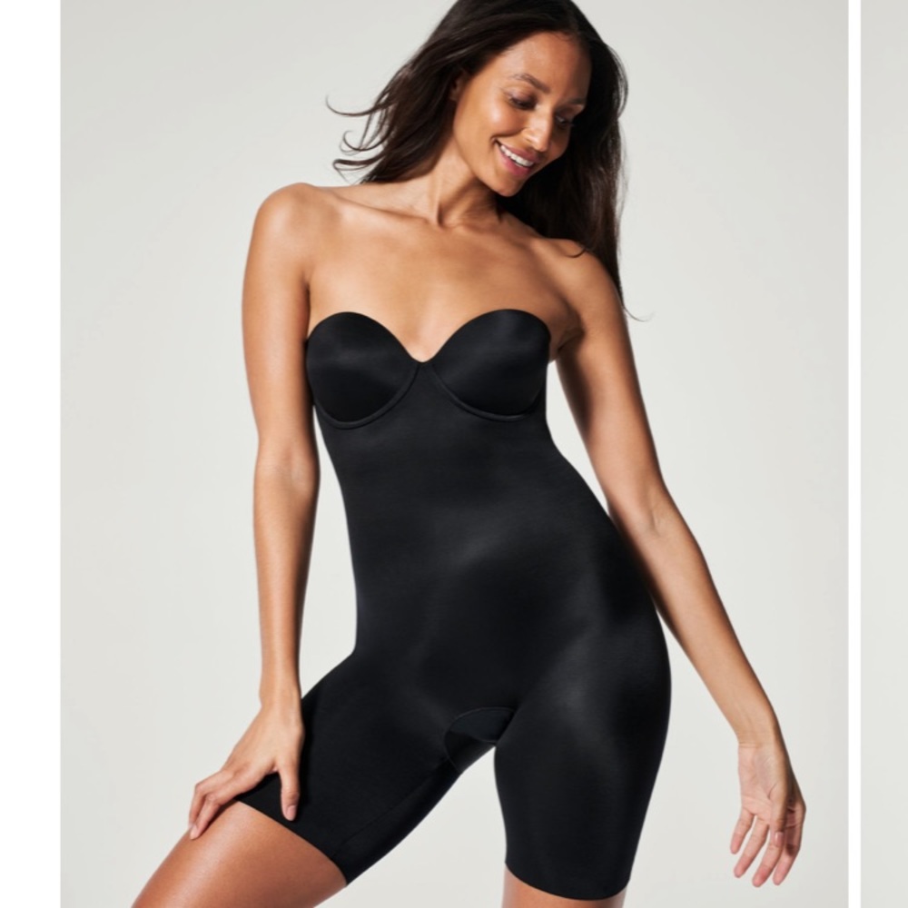 Suit Your Fancy Strapless Cupped Mid-Thigh Bodysuit